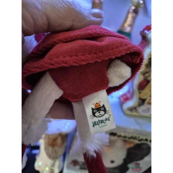 Jellycat London Bitsy Bunny Plush Rabbit Red Christmas Mrs. Claus Velvet Dress - Picture 3 of 6